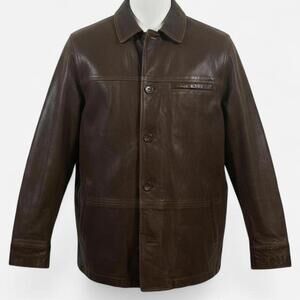 Eddie Bauer Leather Jacket Men’s XXL Tall Vintage 90s Brown